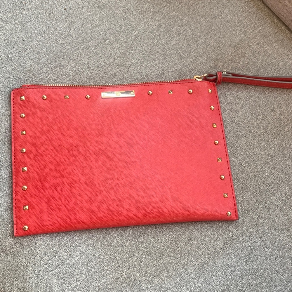 New York & Company Red Clutch with Gold Accents